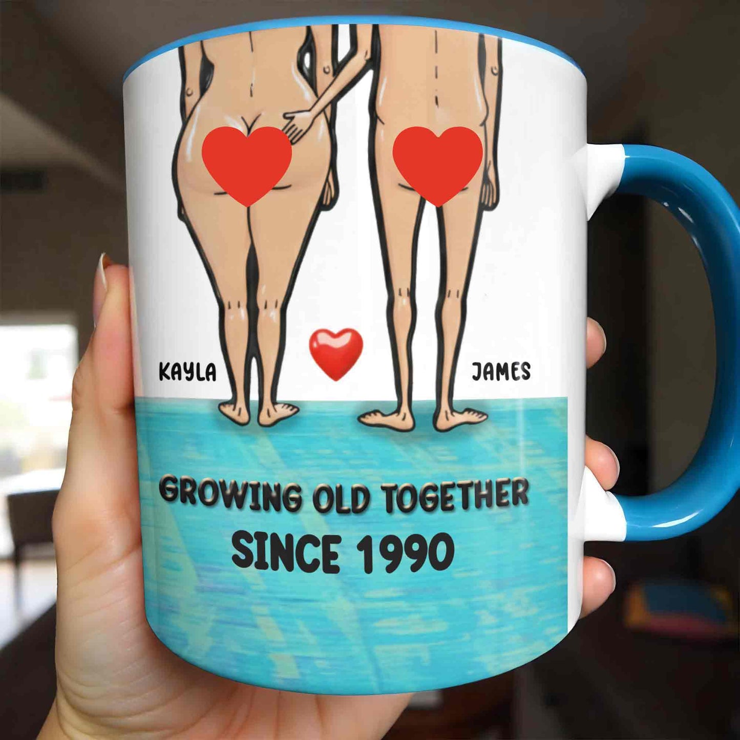 Growing Old Together, Heart And Couple - Personalized Custom Accent Mug - CPL1353_AMUG