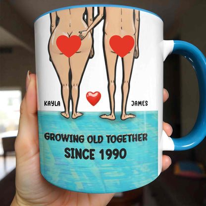Growing Old Together, Heart And Couple - Personalized Custom Accent Mug - CPL1353_AMUG