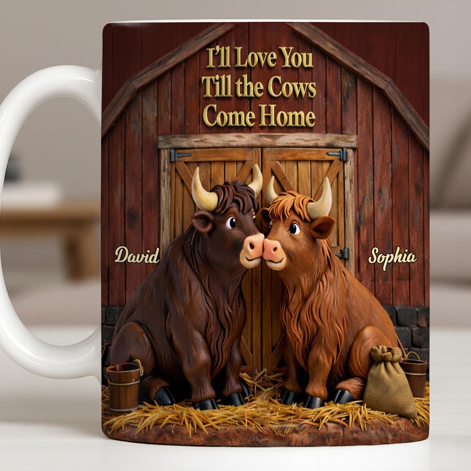 I'll Love You Till The Cows Come Home, Barn And Cows Design