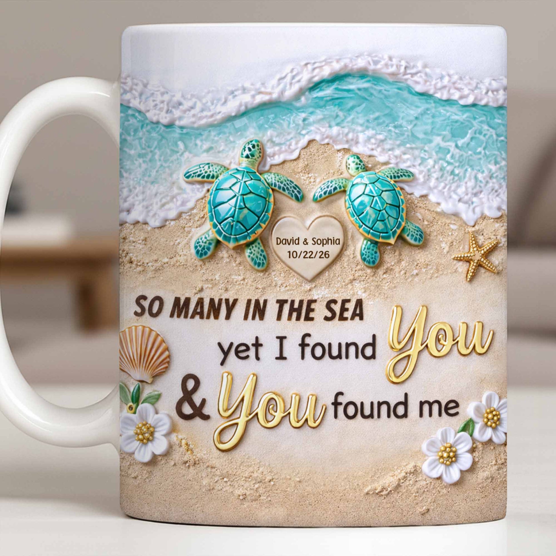 So Many In The Sea, Turtles And Waves Coffee Mug Design