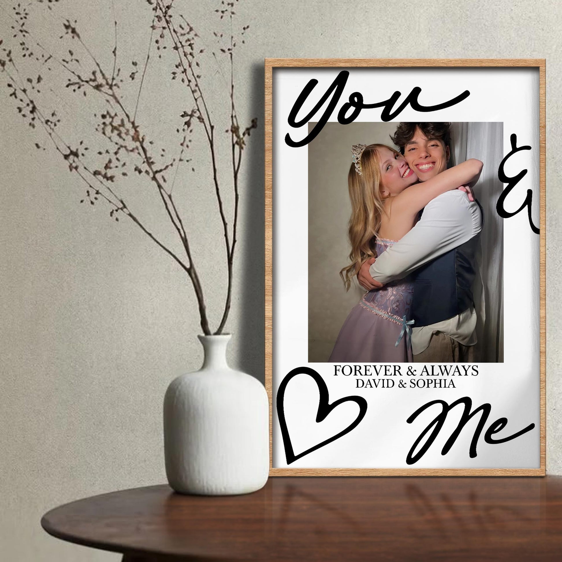 You & Me Forever & Always Custom Photo Heart Portrait