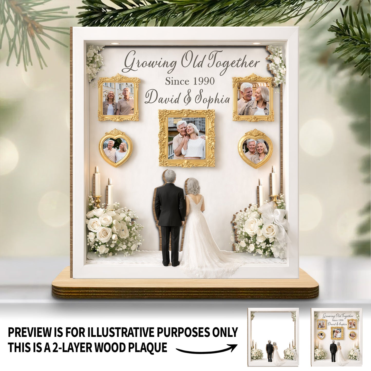 Growing Old Together, Candles, Flowers, Framed Photos