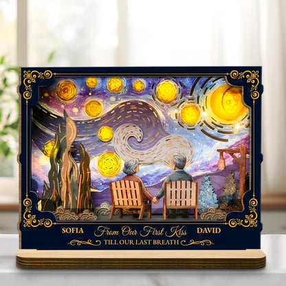 From Our First Kiss Till Our Last Breath Old Couple Starry Night