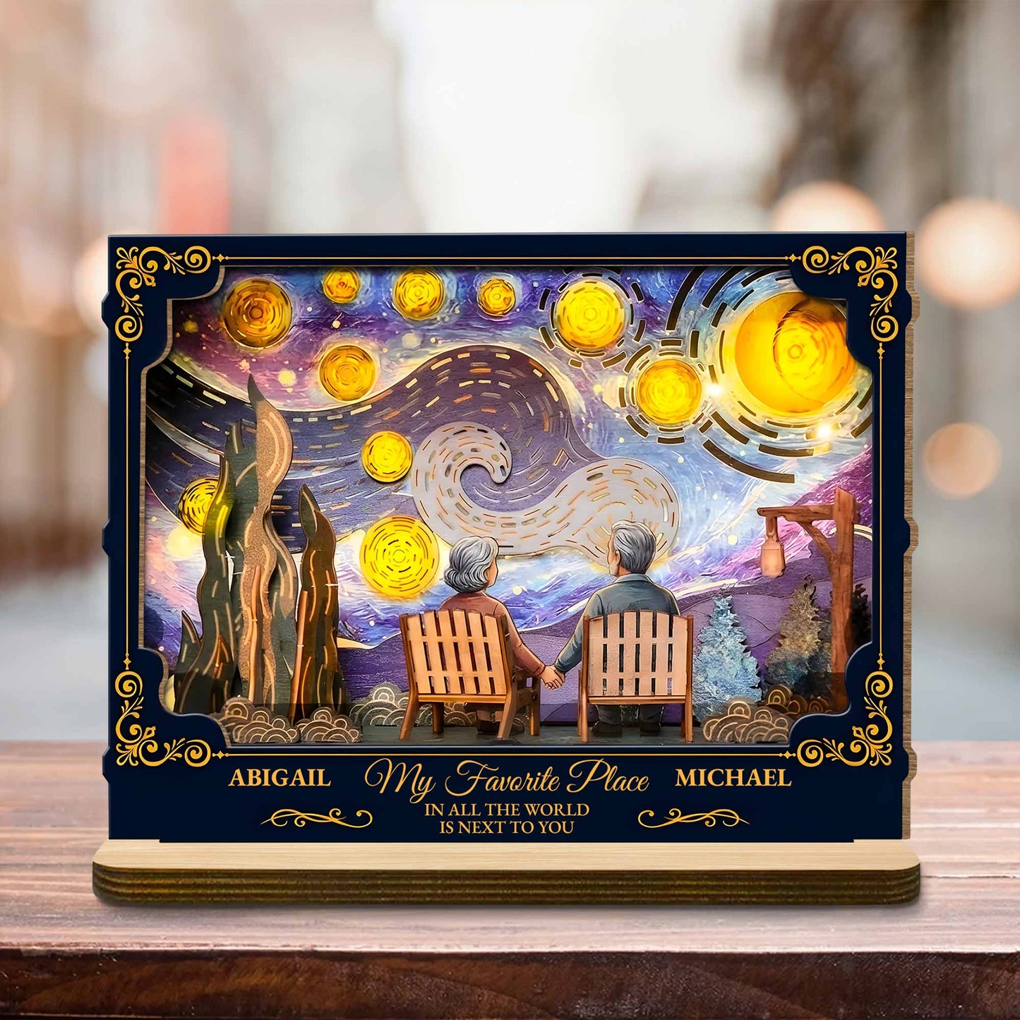 From Our First Kiss Till Our Last Breath Old Couple Starry Night