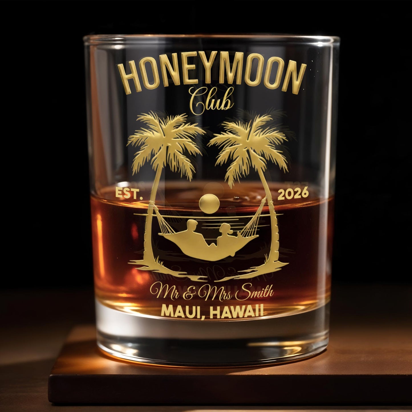 Honeymoon Club Palm Trees And Hammock Sunset Couple