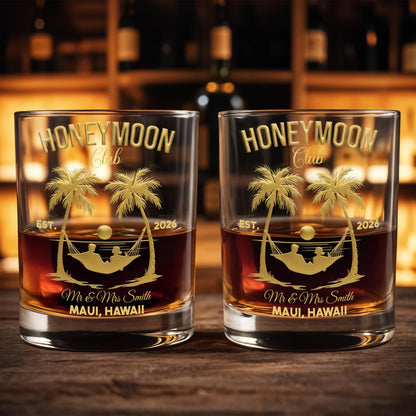 Honeymoon Club Palm Trees And Hammock Sunset Couple