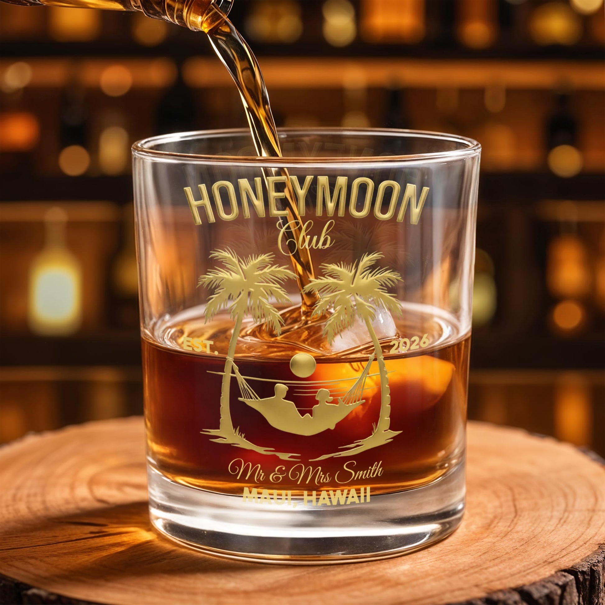 Honeymoon Club Palm Trees And Hammock Sunset Couple