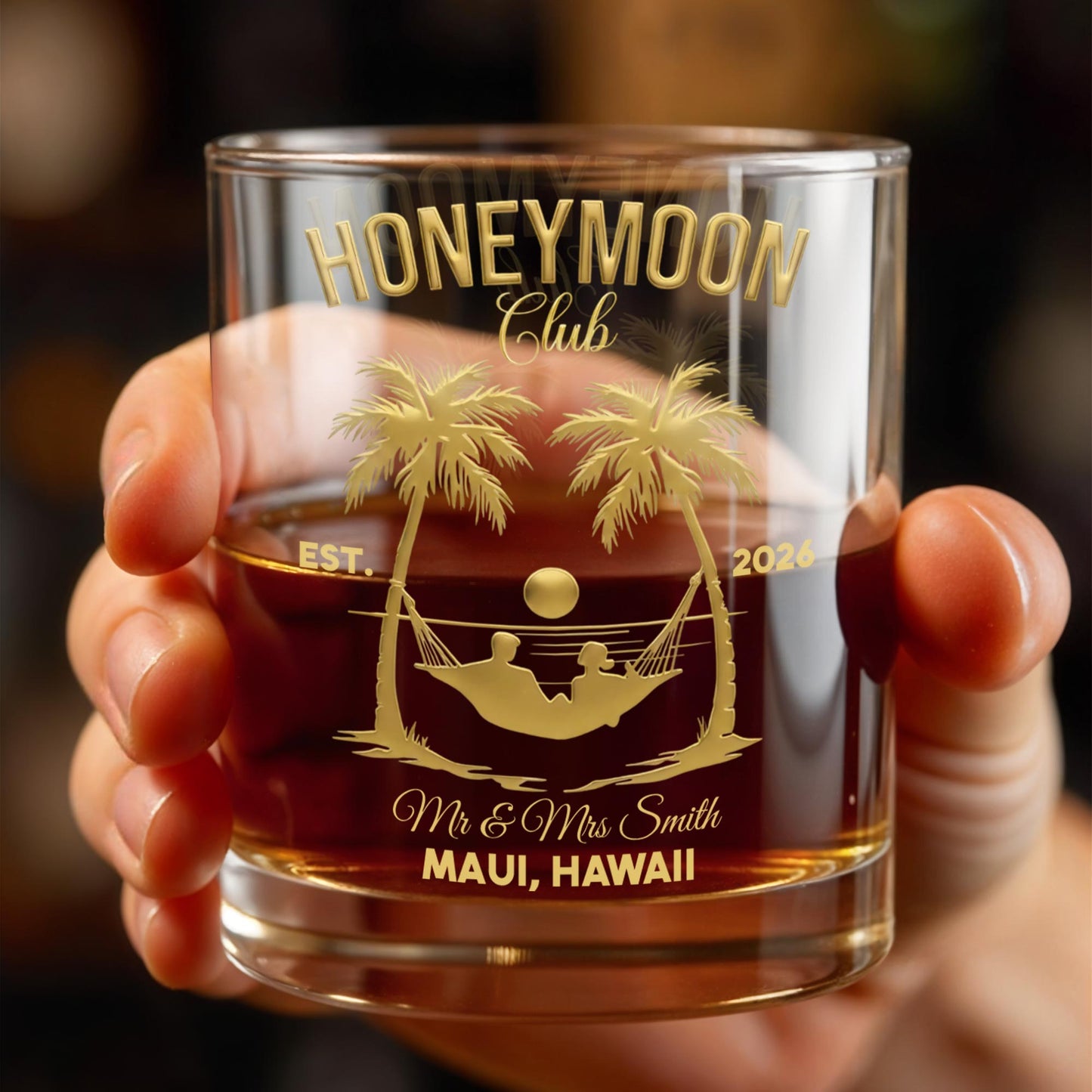 Honeymoon Club Palm Trees And Hammock Sunset Couple