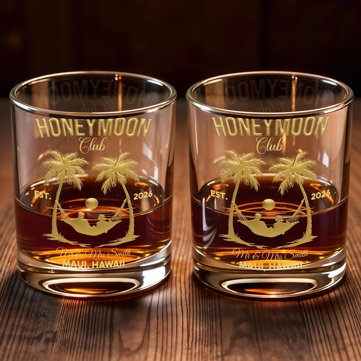 Honeymoon Club Palm Trees And Hammock Sunset Couple