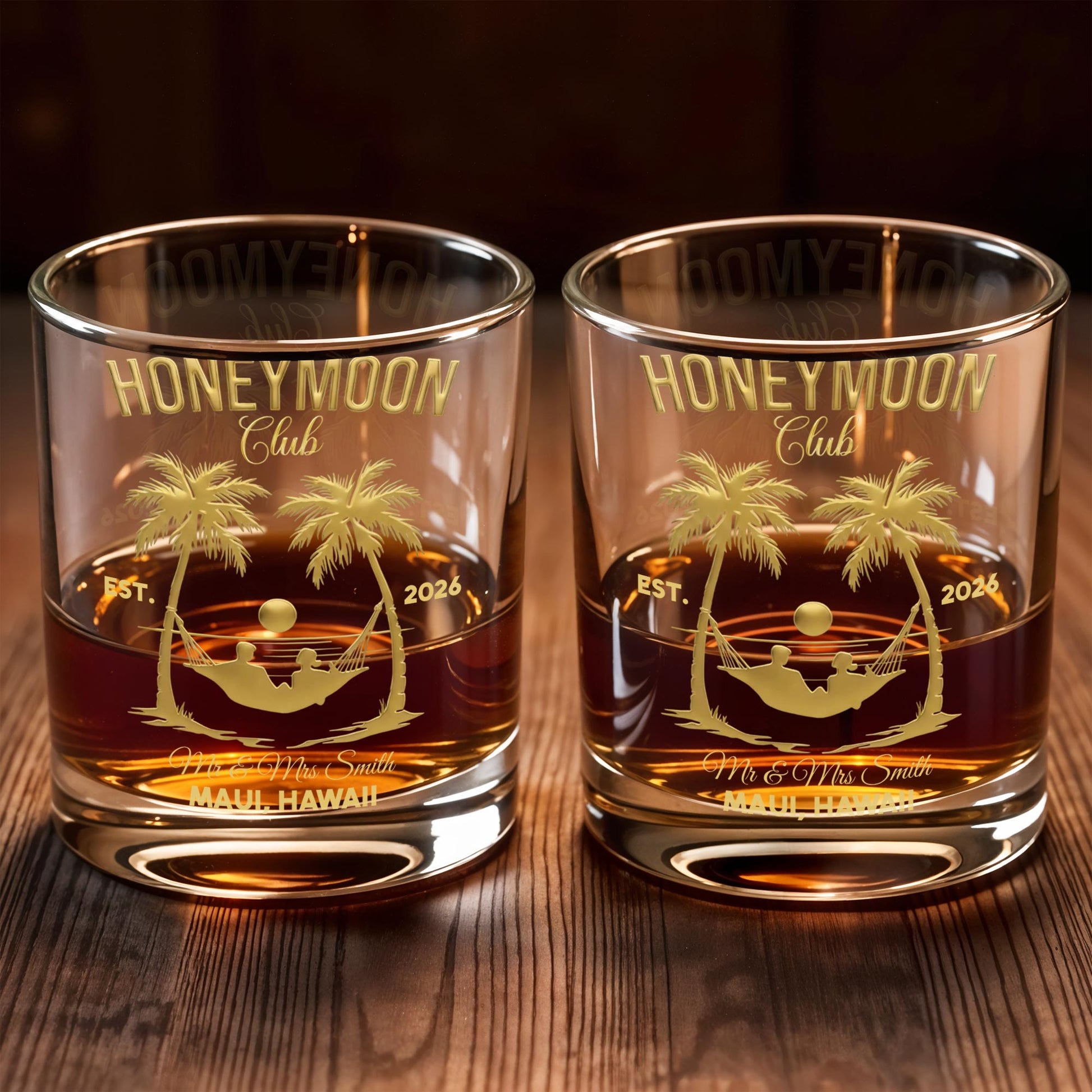 Honeymoon Club Palm Trees And Hammock Sunset Couple