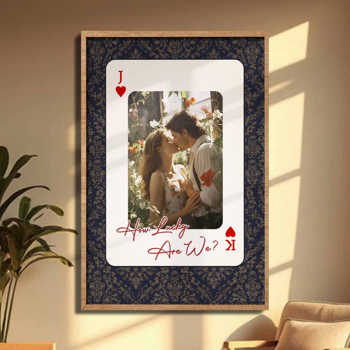 How Lucky Are We Custom Photo Playing Card Heart Poster - Personalized Custom Vertical Poster - CPL1382_VPOS