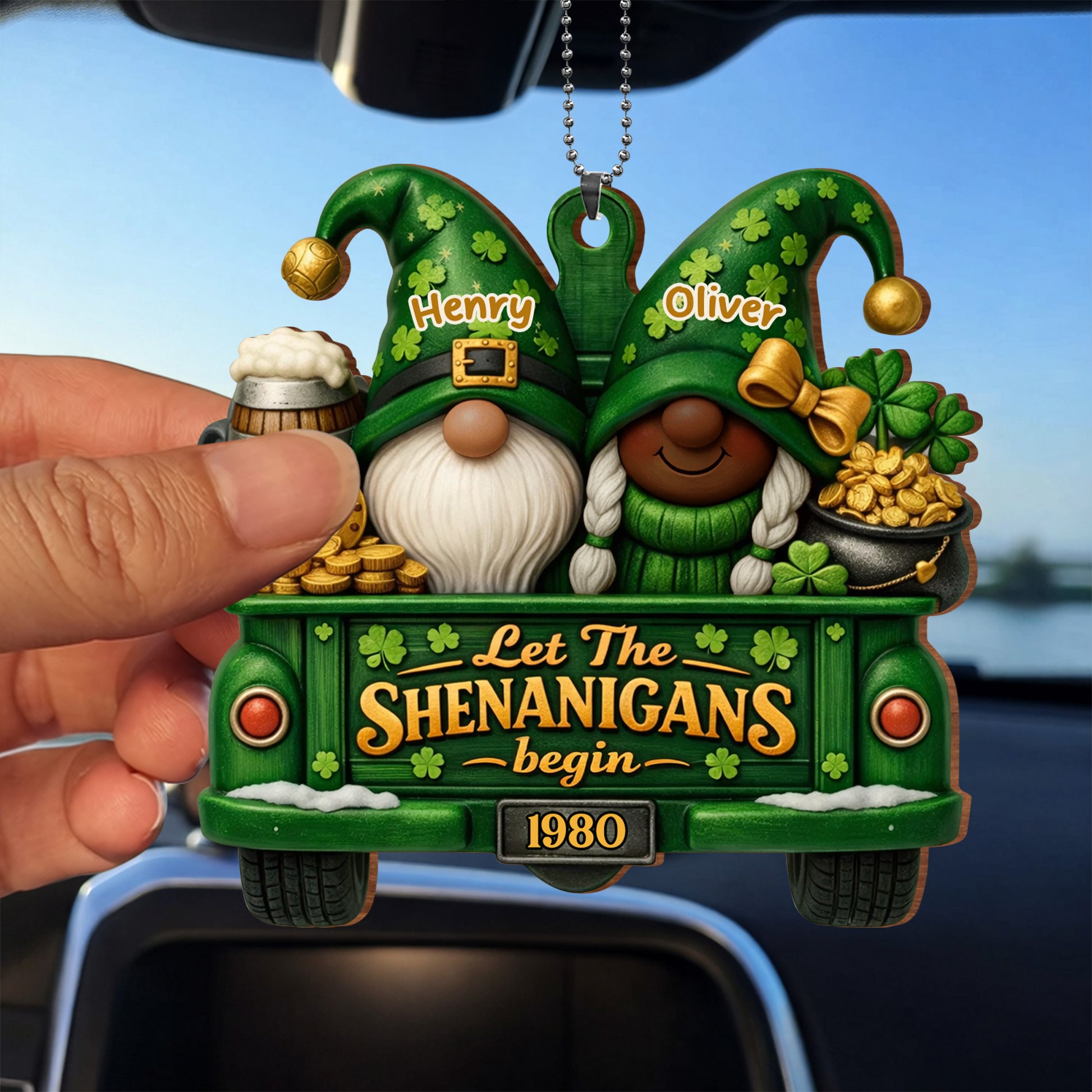 Let The Shenanigans Begin Gnomes In Green Truck With Shamrocks
