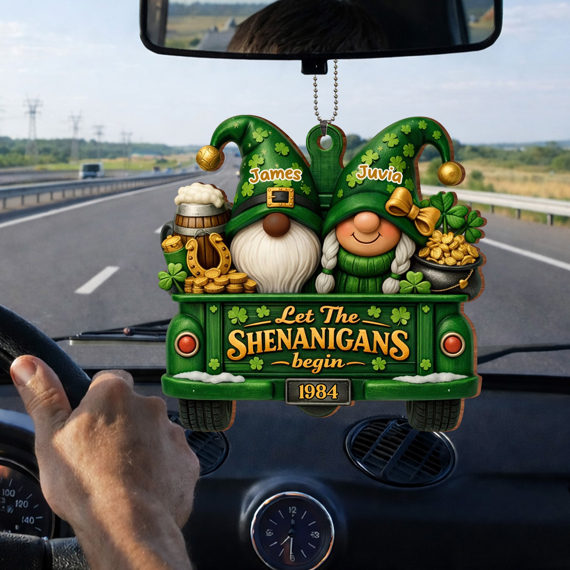 Let The Shenanigans Begin Gnomes In Green Truck With Shamrocks