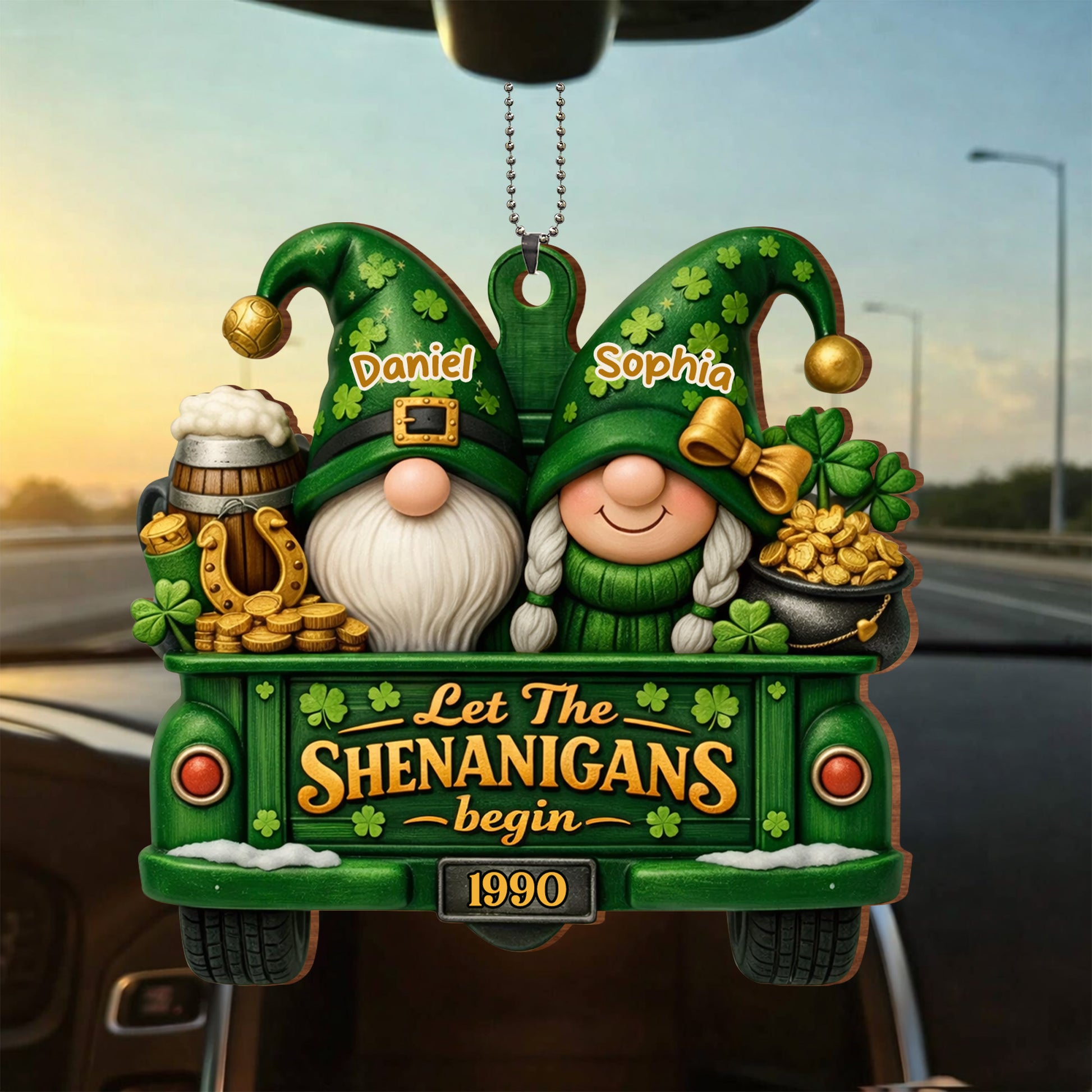 Let The Shenanigans Begin Gnomes In Green Truck With Shamrocks