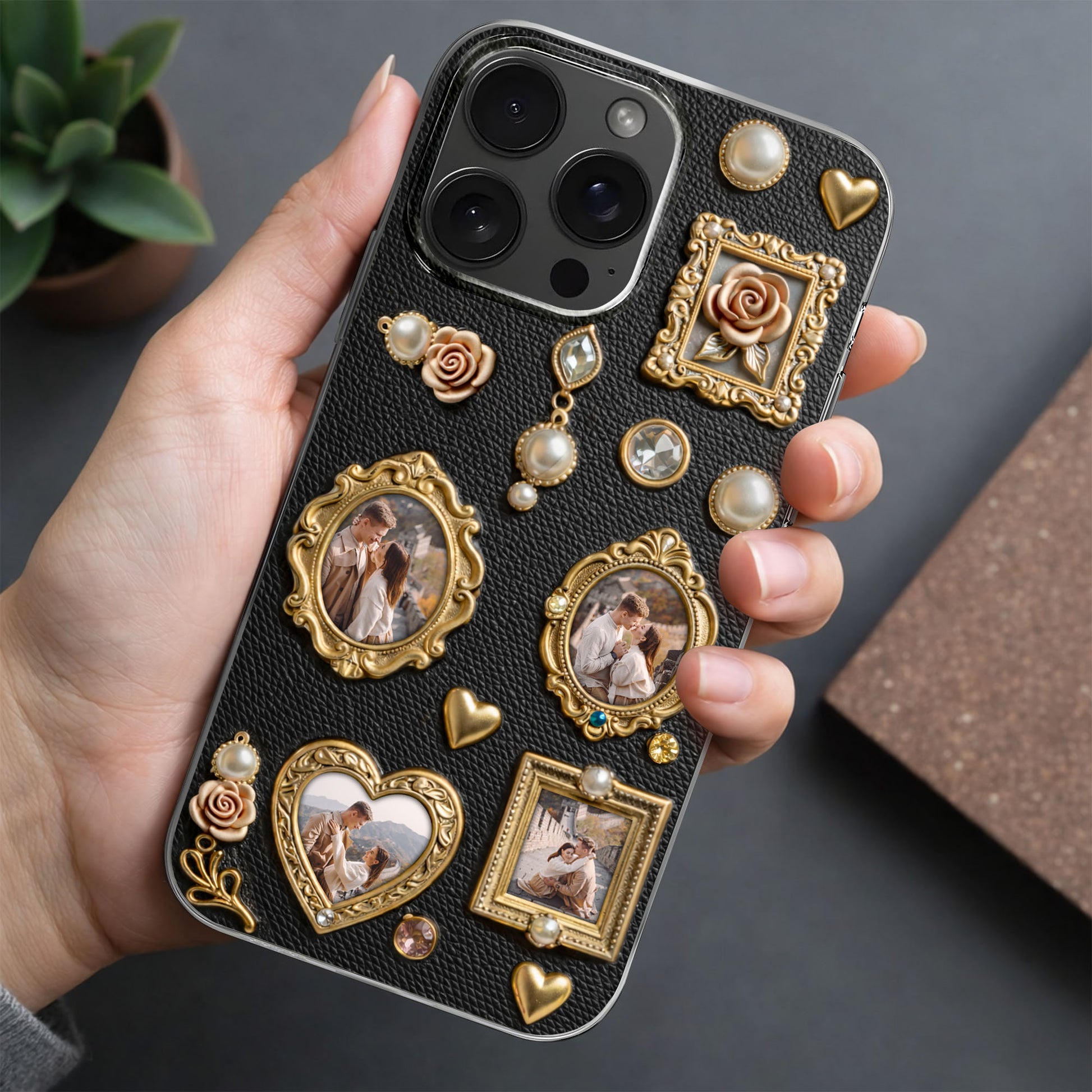 Cherished Memories Of Us With Gold Photo Frames And Roses