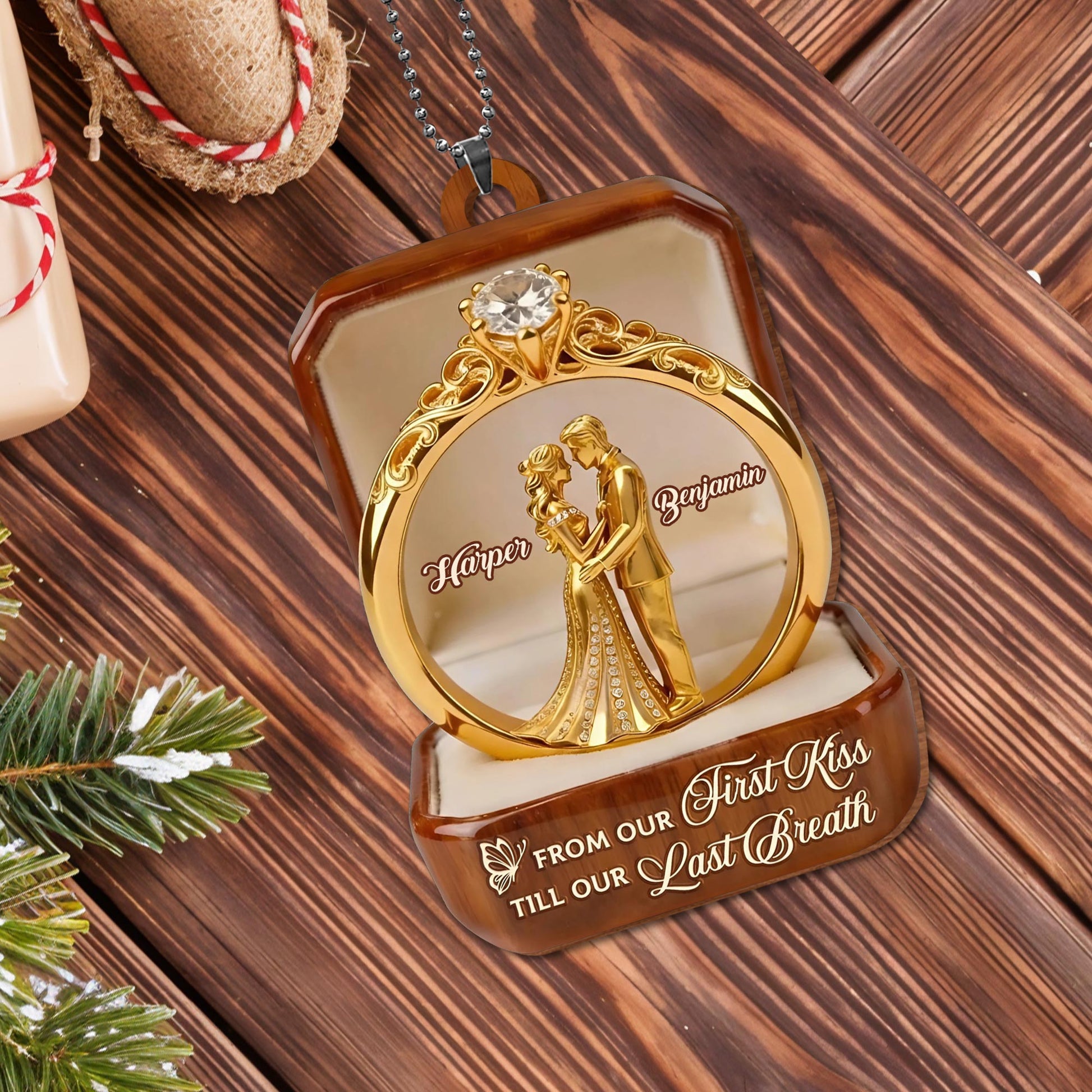 From Our First Kiss Till Our Last Breath Wedding Ring Couple