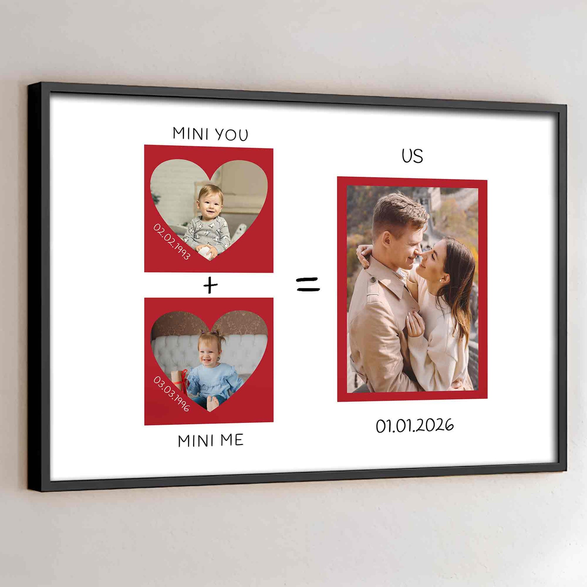 Mini You Plus Mini Me Equals Us Heart Photo Collage
