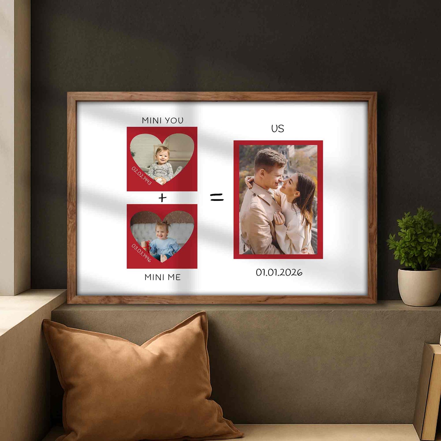 Mini You Plus Mini Me Equals Us Heart Photo Collage