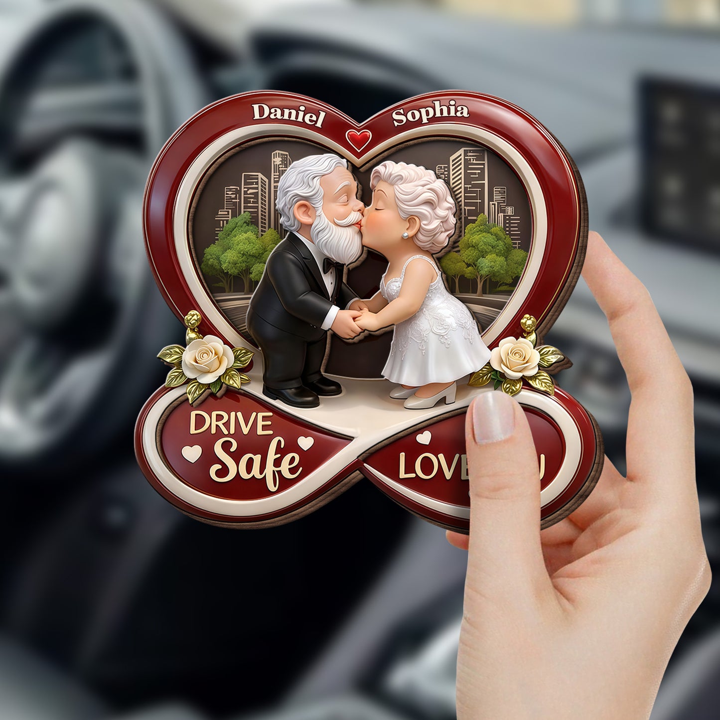 Drive Safe I Love You Kissing Couple Infinity Heart