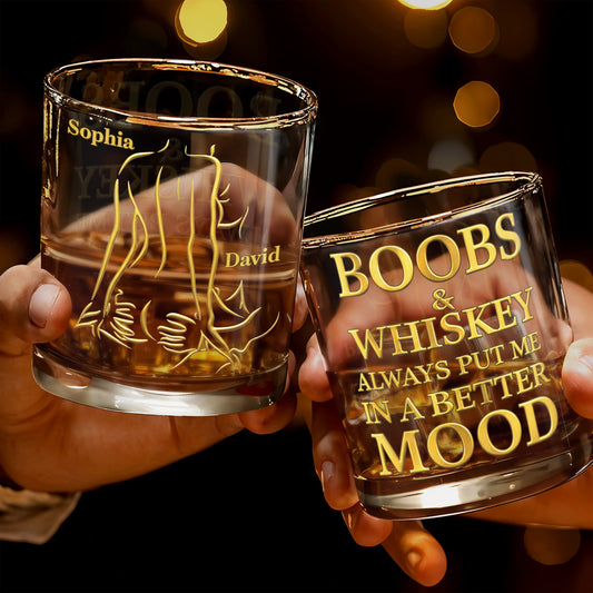 Boobs And Whiskey Make Everything Better Artistic Female Body Design- Personalized Custom Whiskey Glass - CPL1404_RWG