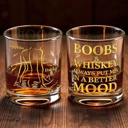 Boobs And Whiskey Make Everything Better Artistic Female Body Design- Personalized Custom Whiskey Glass - CPL1404_RWG