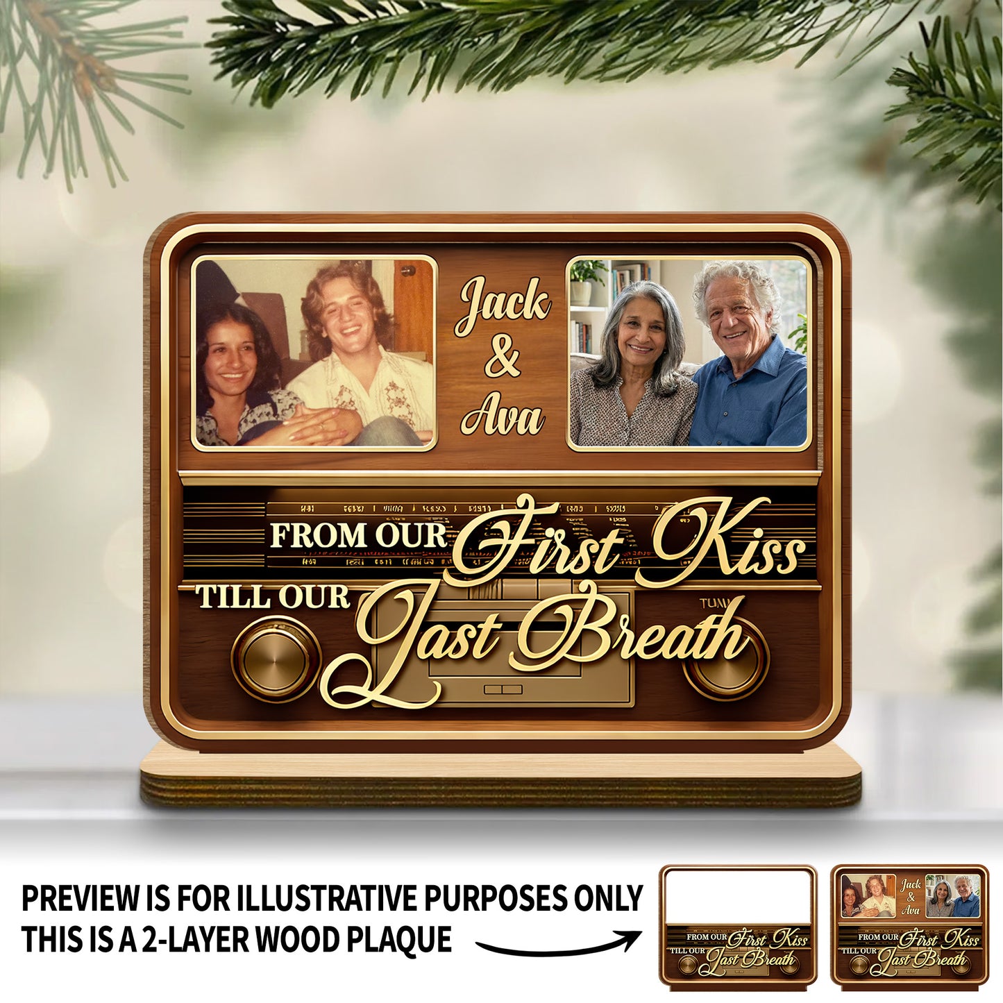 From Our First Kiss Till Our Last Breath Vintage Radio Wood Plaque