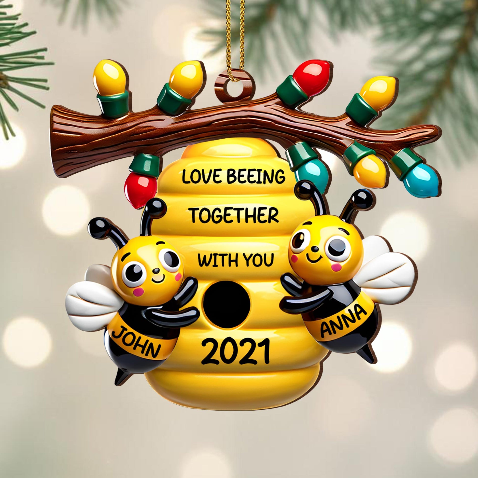 Love Being Together With You, Bees And Honeycomb Ornament