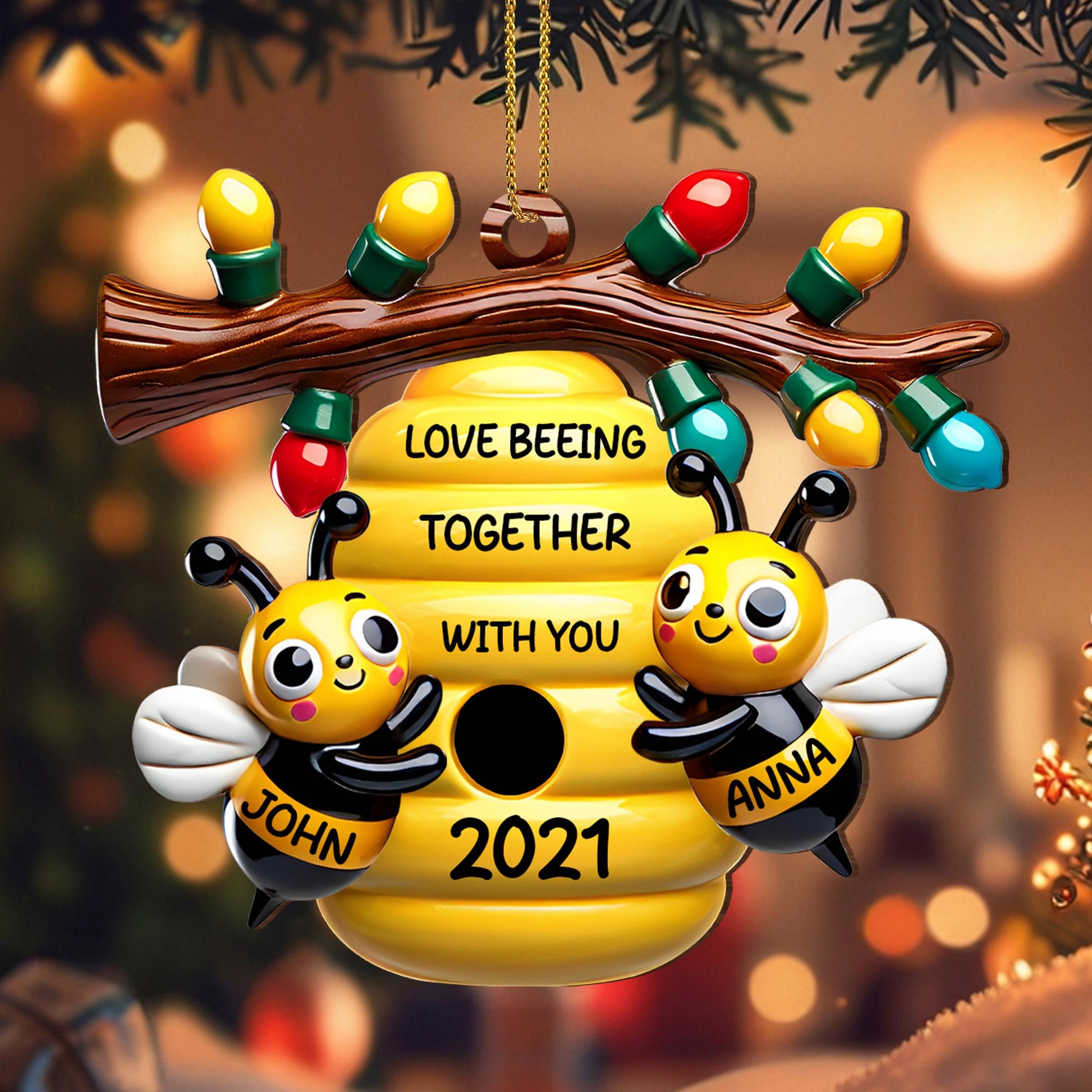 Love Being Together With You, Bees And Honeycomb Ornament