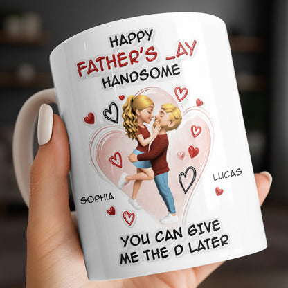Happy Father's Day Handsome Couple Art Hearts Design - Personalized Custom Coffee Mug - CPL1464_MG