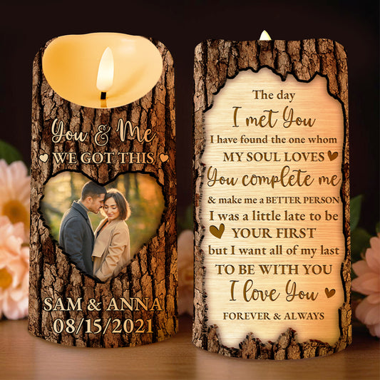 Soul Mate Love Declaration Engraved On Tree Bark Styled Candle