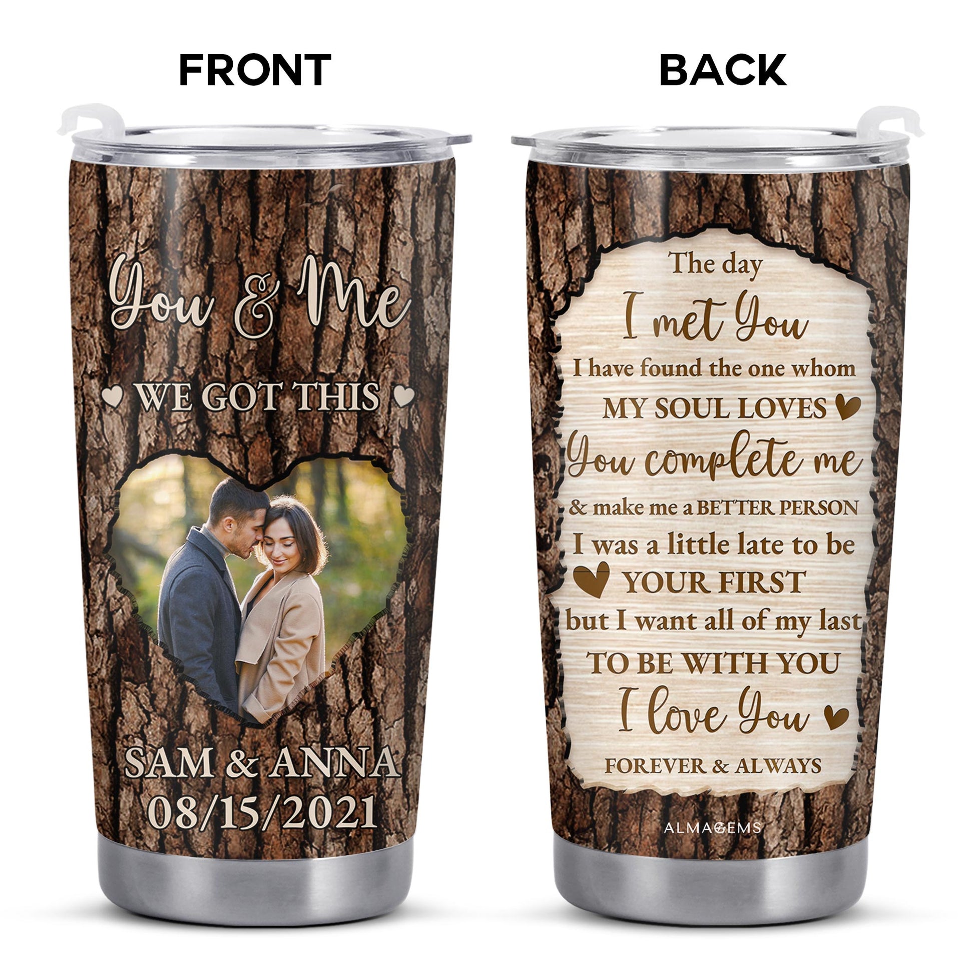 You & Me We Got This, Romantic Love Message With Tree Bark Design