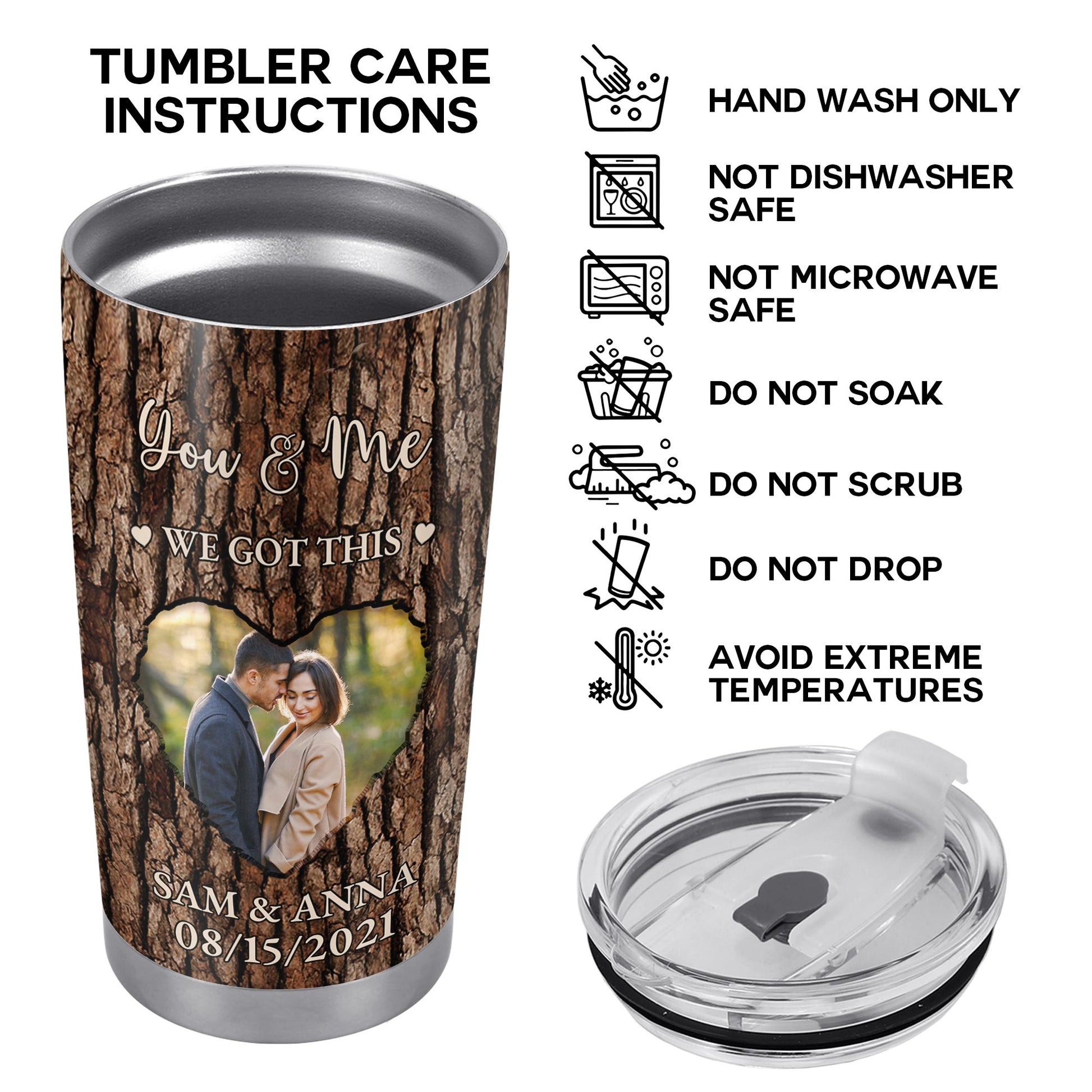 You & Me We Got This, Romantic Love Message With Tree Bark Design