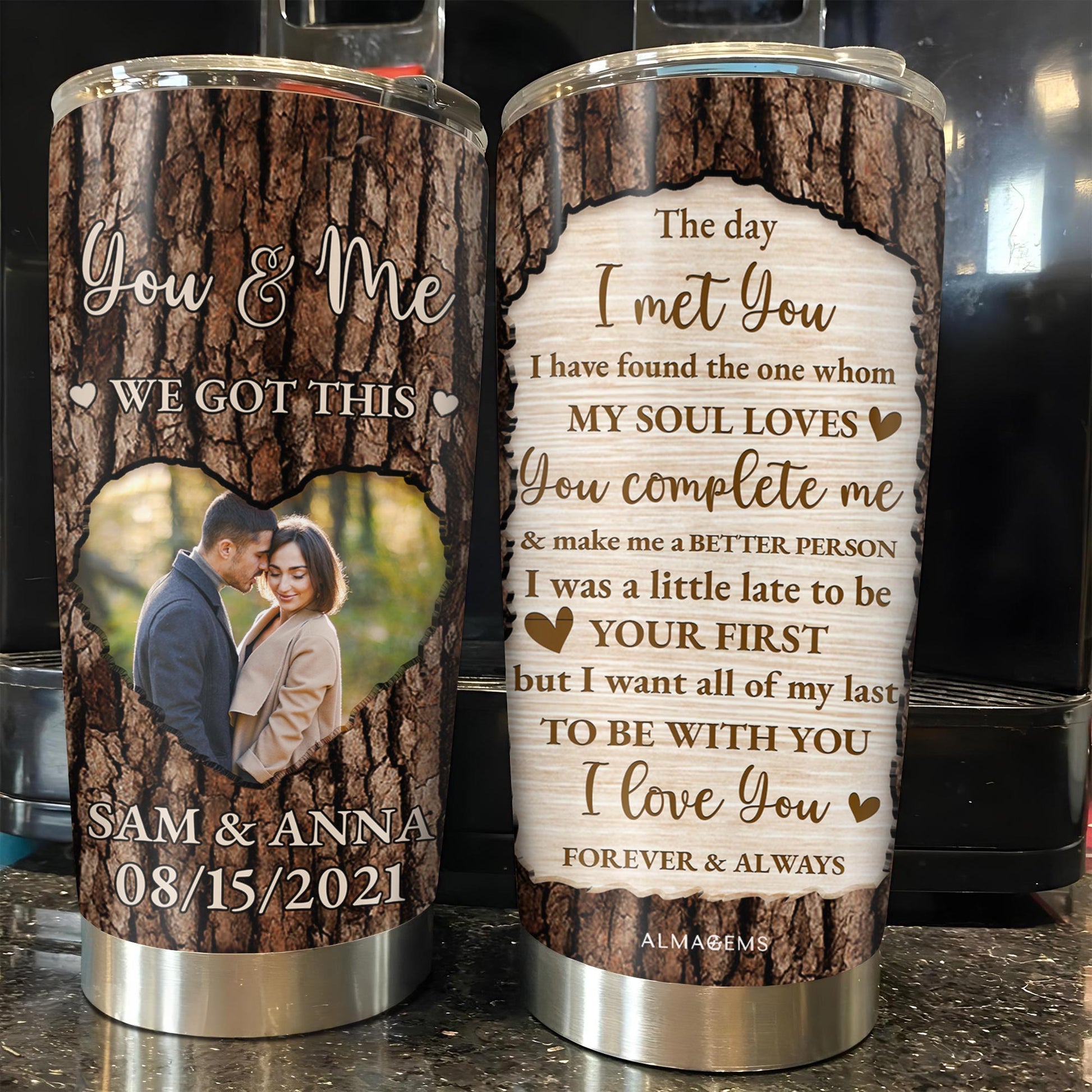 You & Me We Got This, Romantic Love Message With Tree Bark Design
