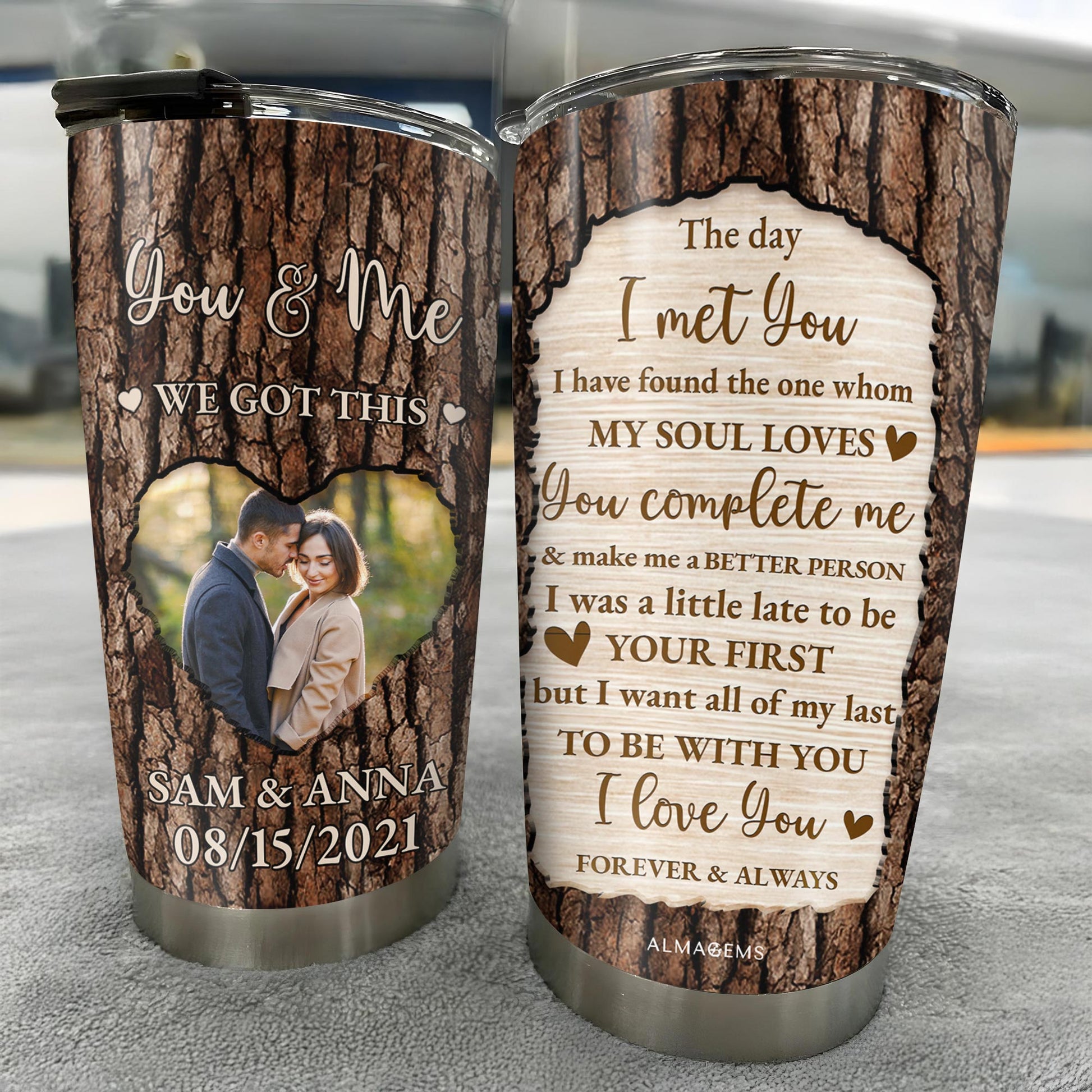 You & Me We Got This, Romantic Love Message With Tree Bark Design