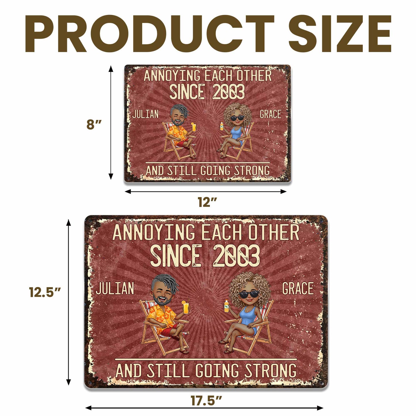 Annoying Each Other Since And Still Going Strong Couple In Beach Chairs - Personalized Metal Sign - CPL1537_MSIGN