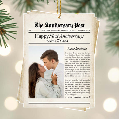 Happy First Anniversary Dear Husband Newspaper Clipping