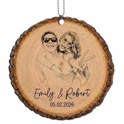Capture Our Favorite Moments Together Photo Upload Custom Couple Wood Slice - Personalized Custom Wood Ornament, Car Hanging Ornament - CPL1606_WCA