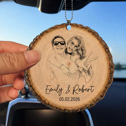 Capture Our Favorite Moments Together Photo Upload Custom Couple Wood Slice - Personalized Custom Wood Ornament, Car Hanging Ornament - CPL1606_WCA