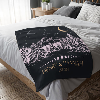 Starry Mountains And Moonlight Nights With Trees And Stars