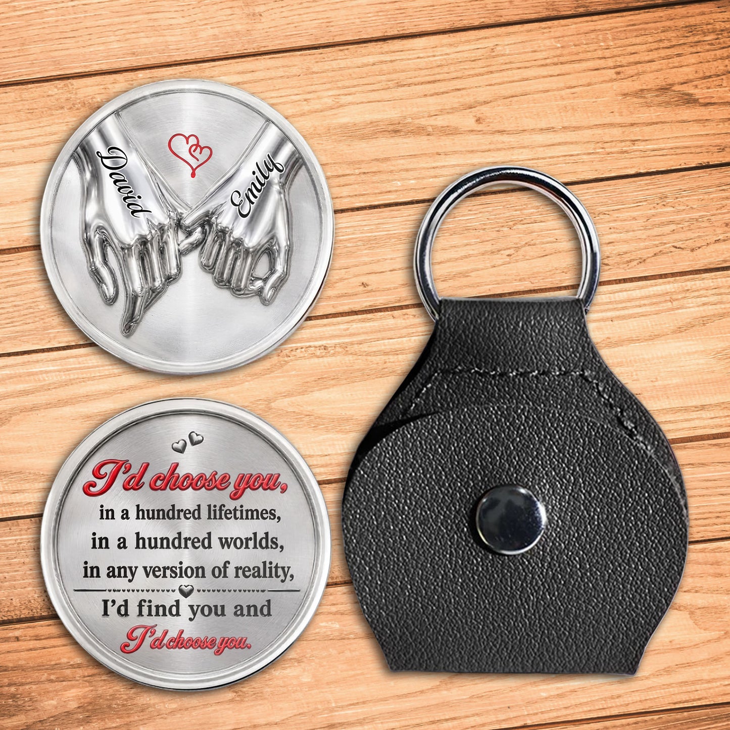 I'd Choose You Pinky Swear Holding Hands Couple Hearts - Personalized Custom Pocket Hug - CPL1701_HTOK