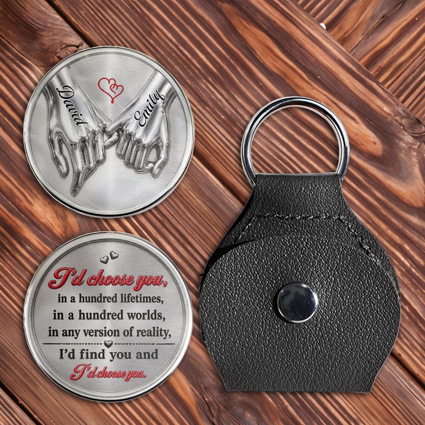 I'd Choose You Pinky Swear Holding Hands Couple Hearts - Personalized Custom Pocket Hug - CPL1701_HTOK