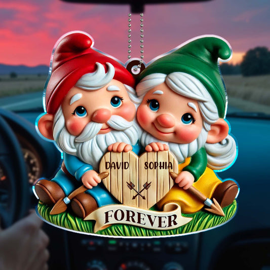 Forever Love Gnomes Holding Sign Custom Ornament