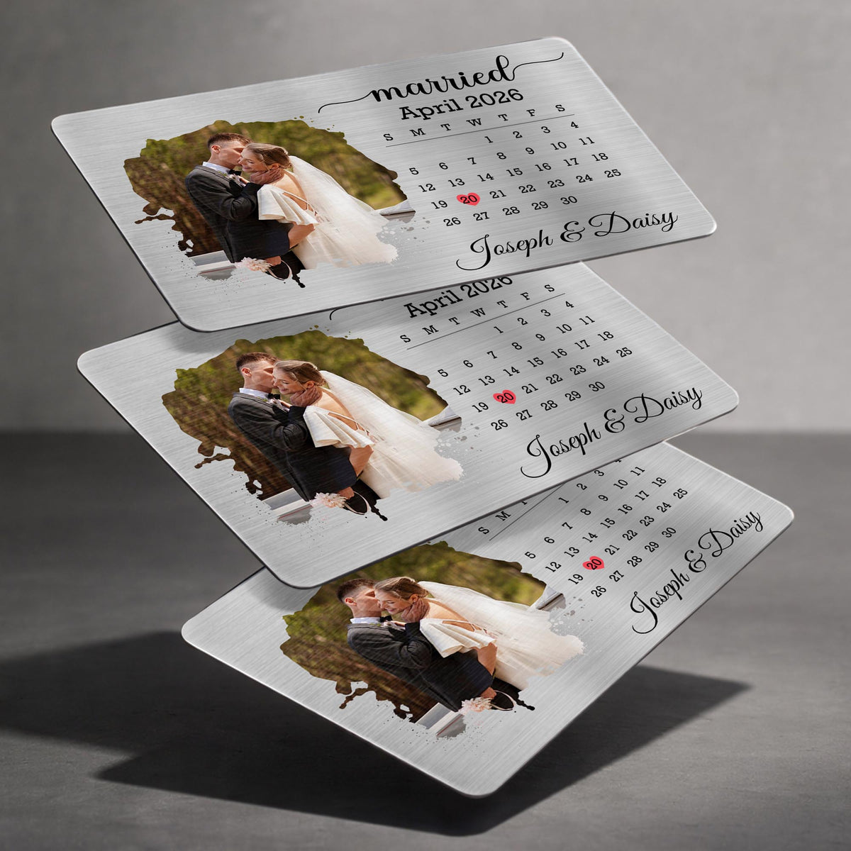 Married Custom Calendar Photo And Heart Wallet Insert - Personalized Aluminum Wallet Card - CPL1725_ALCA