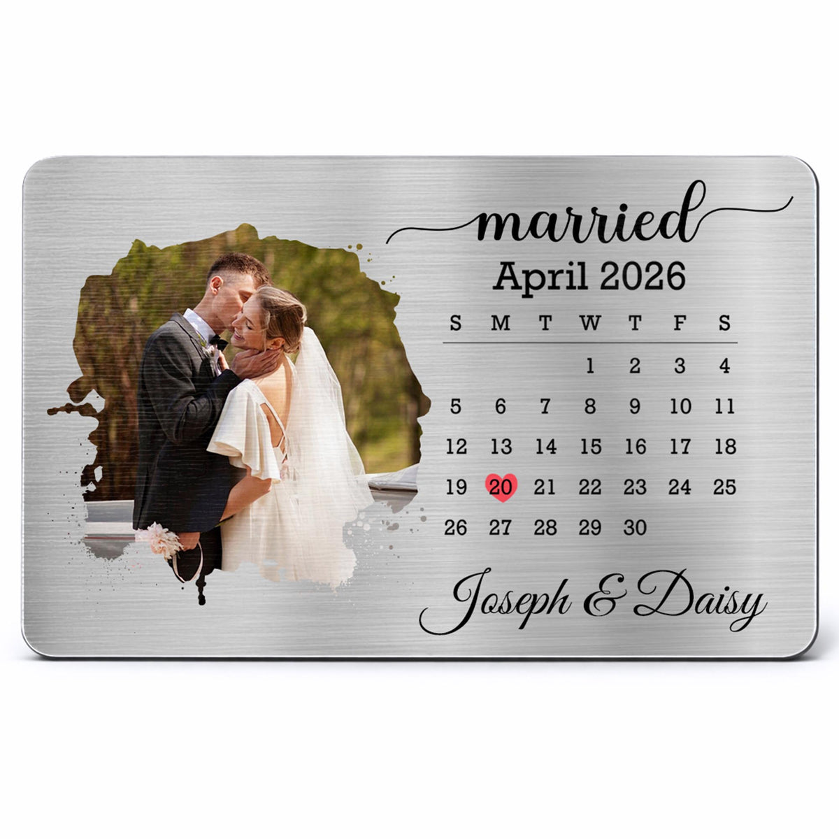 Married Custom Calendar Photo And Heart Wallet Insert - Personalized Aluminum Wallet Card - CPL1725_ALCA