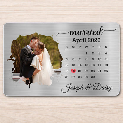 Married Custom Calendar Photo And Heart Wallet Insert - Personalized Aluminum Wallet Card - CPL1725_ALCA
