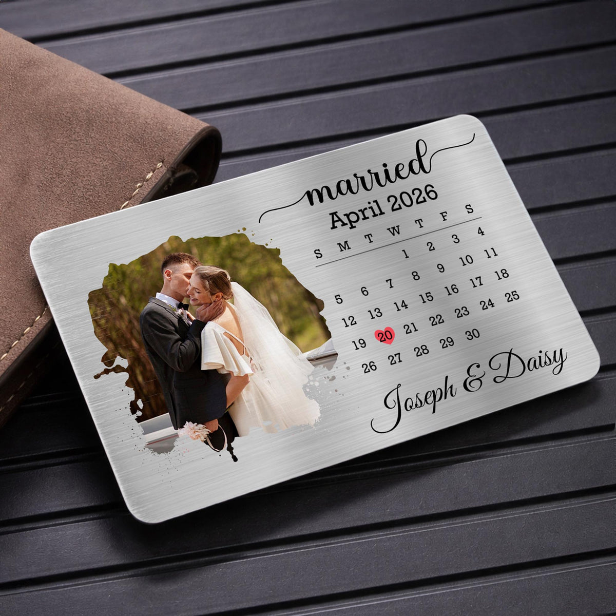 Married Custom Calendar Photo And Heart Wallet Insert - Personalized Aluminum Wallet Card - CPL1725_ALCA