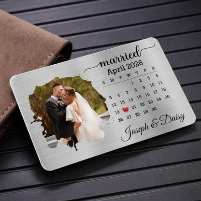 Married Custom Calendar Photo And Heart Wallet Insert - Personalized Aluminum Wallet Card - CPL1725_ALCA