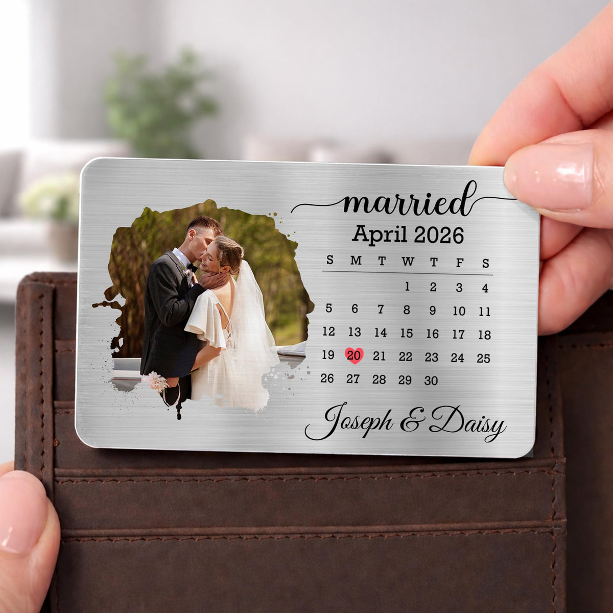 Married Custom Calendar Photo And Heart Wallet Insert - Personalized Aluminum Wallet Card - CPL1725_ALCA