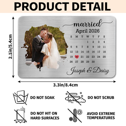 Married Custom Calendar Photo And Heart Wallet Insert - Personalized Aluminum Wallet Card - CPL1725_ALCA