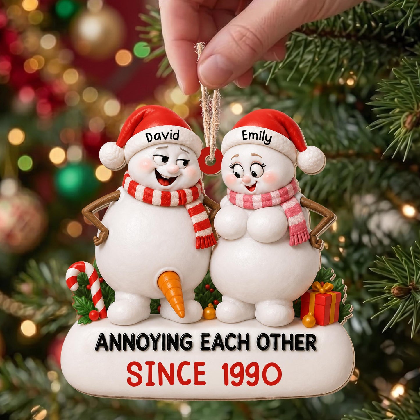 Annoying Each Other Since Funny Snowman Couple Ornament - Personalized Custom Wood Ornament, Custom Shaped - CPL1737_WDO
